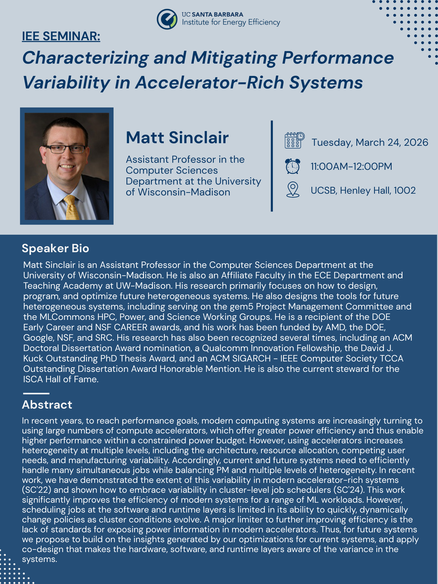 Matt Sinclair Lecture 