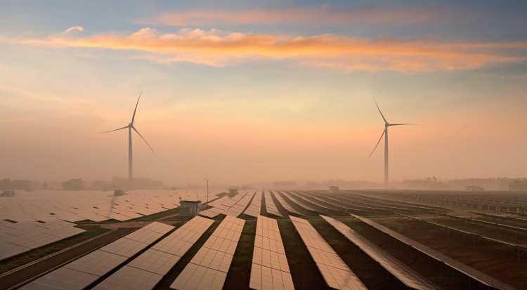 solar panels and wind turbines