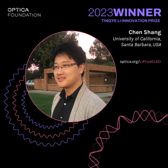 Social graphic for Chen Shang's 2023 Tingye Prize (headshot and link to the prize webpage)