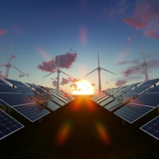 solar panels and wind turbines