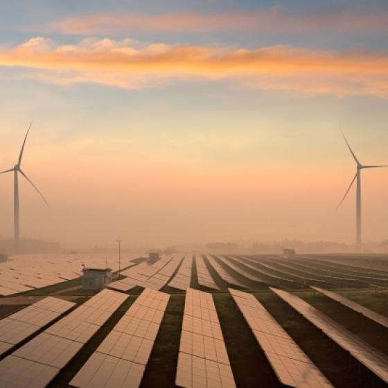 solar panels and wind turbines